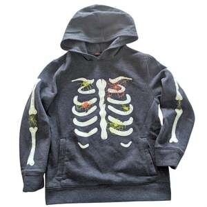 Cat & Jack Boys Skeleton Halloween Glow in the Dark Hoodie size Small 6/7